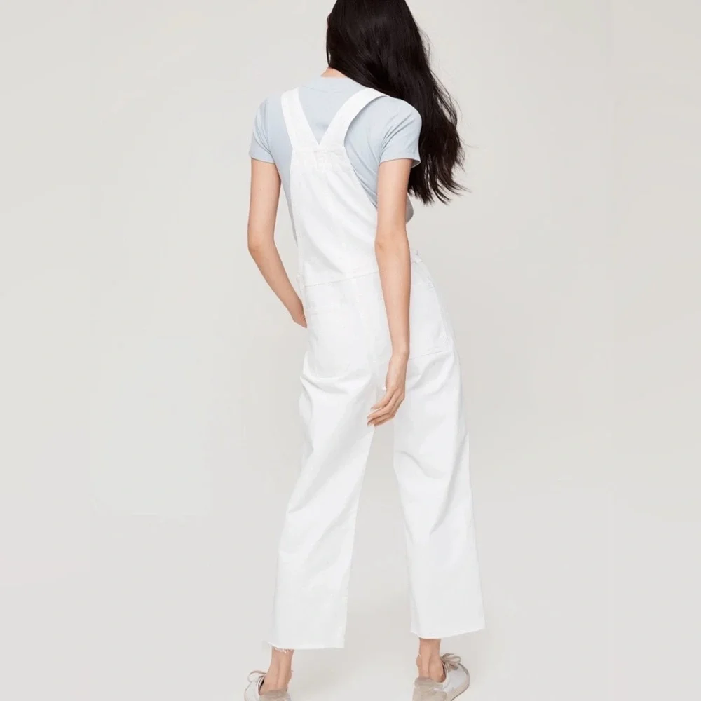 NEW Aritzia Wilfred free Jenna White Denim Exposed Zipper Overalls NWT Small